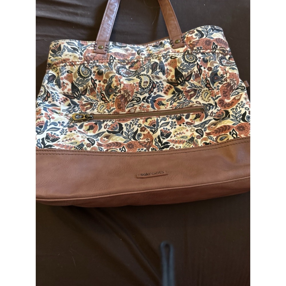 Large Sakroots Shoulder Bag Brown And Paisley Zipper Clean EUC PT2